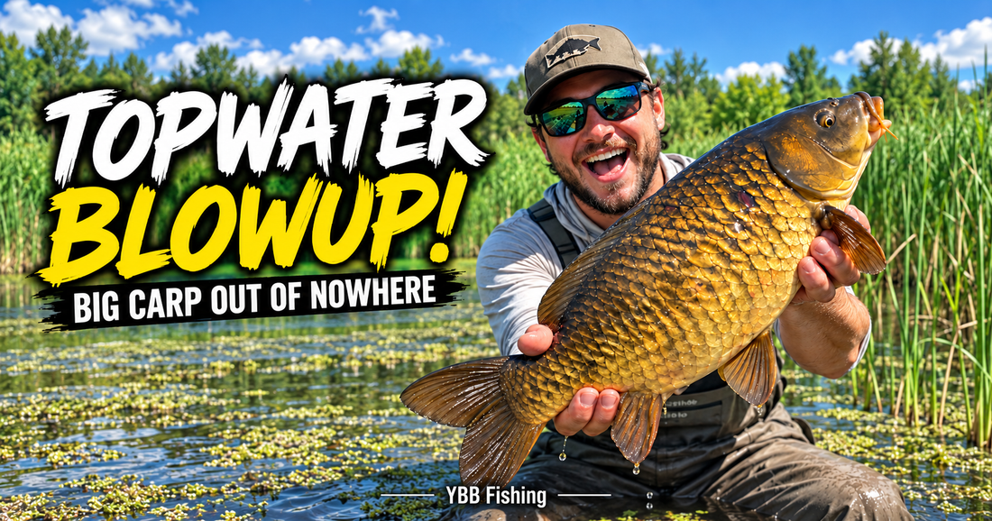 TOPWATER BLOWUP! Big Carp Out of Nowhere — When Carp Start Feeding Up High