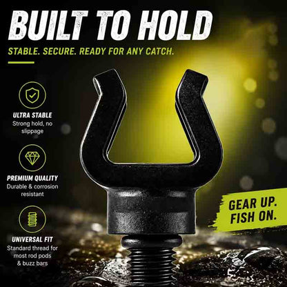 M3/8 Thread Carp Fishing Rod Rest Head – Black Coated V-Shape Anti-Slip Rod Support Fork for Bite Alarm Brackets & Bankstick Systems image 1