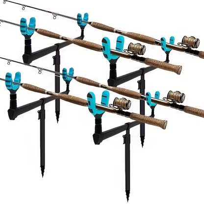 Foldable Fishing Rod Holder Stand with Ground Spikes – Portable Multi-Rod Rack for Carp Fishing, Reservoir Fishing & Outdoor Angling Gear Storage image 1