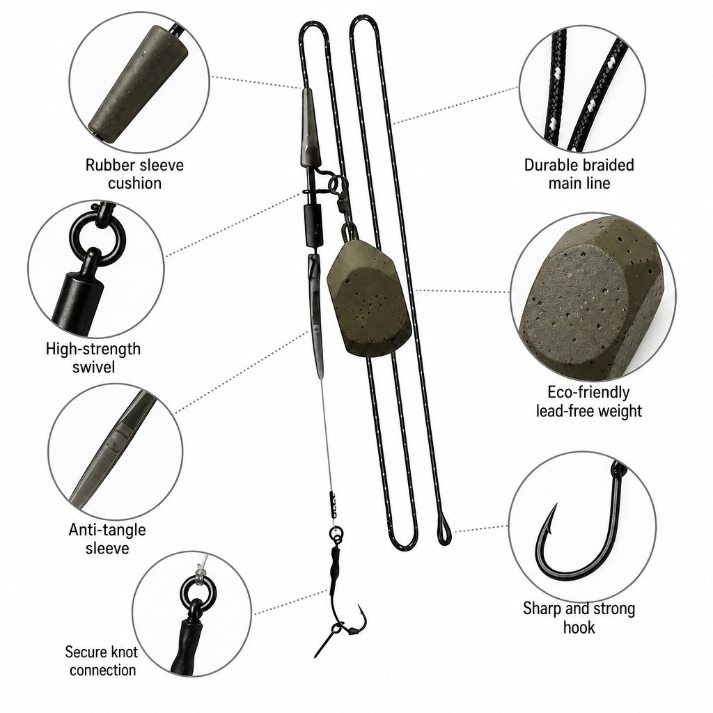 带铁三叉节 碳素钩 转环四方铅 image 2