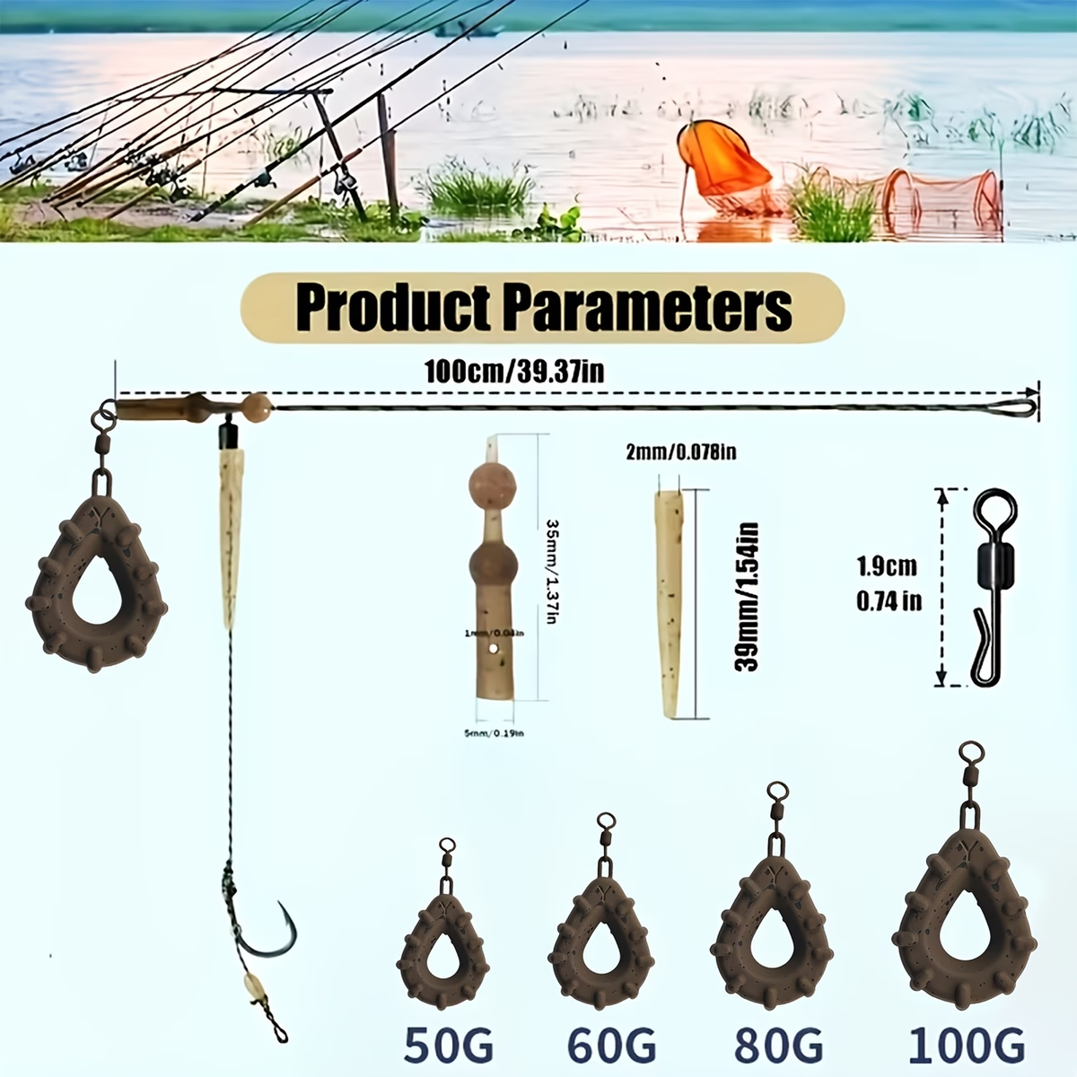 Inline Lead Rig | Pre-Tied Carp Fishing Rig image 2