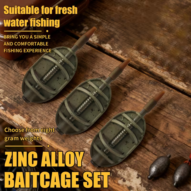 Zinc Alloy Inline Method Feeder for Carp Fishing – Short Body Groundbait Feeder Weight for European Carp Feeder Rigs & Bait Presentation image 2
