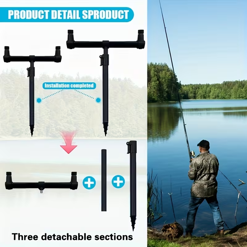 Foldable Fishing Rod Holder Stand with Ground Spikes – Portable Multi-Rod Rack for Carp Fishing, Reservoir Fishing & Outdoor Angling Gear Storage image 3