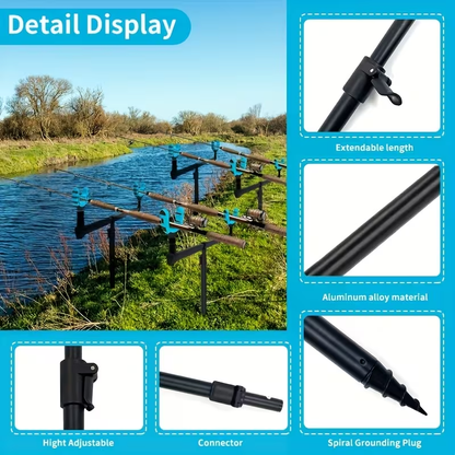 Foldable Fishing Rod Holder Stand with Ground Spikes – Portable Multi-Rod Rack for Carp Fishing, Reservoir Fishing & Outdoor Angling Gear Storage image 5